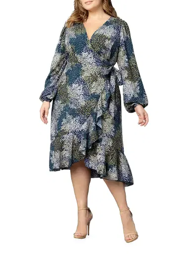 Kiyonna Women's Julia Asymmetric Wrap Midi-Dress | Thumbnail 2 Kiyonna Women's Julia Asymmetric Wrap Midi-Dress | Thumbnail 2