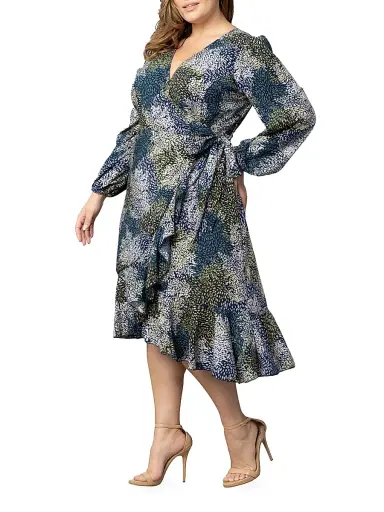 Kiyonna Women's Julia Asymmetric Wrap Midi-Dress | Thumbnail 3 Kiyonna Women's Julia Asymmetric Wrap Midi-Dress | Thumbnail 3