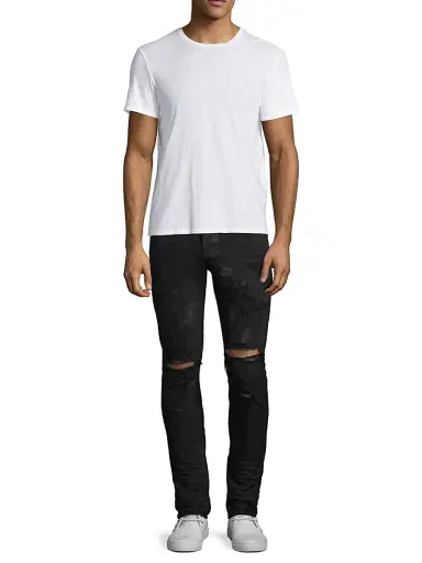 Purple Brand Men's Stretch Destroyed Slim-Fit Jeans - Black Oil Spill - Size 38 | Thumbnail 2 Purple Brand Men's Stretch Destroyed Slim-Fit Jeans - Black Oil Spill - Size 38 | Thumbnail 2