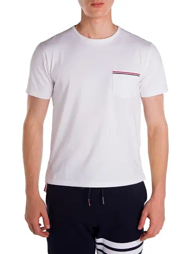 Thom Browne Men's Cotton Pocket Tee - White - Size Medium | Thumbnail 3 Thom Browne Men's Cotton Pocket Tee - White - Size Medium | Thumbnail 3