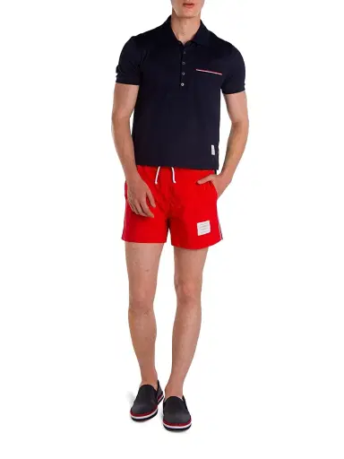 Thom Browne Men's Solid Cotton Pique Polo - White | Thumbnail 2 Thom Browne Men's Solid Cotton Pique Polo - White | Thumbnail 2
