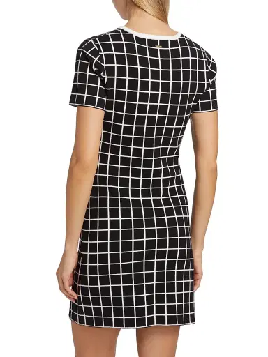 Toccin Women's Presley Windowpane Tie-Waist Minidress - Jet Optic Windowpane | Thumbnail 5 Toccin Women's Presley Windowpane Tie-Waist Minidress - Jet Optic Windowpane | Thumbnail 5