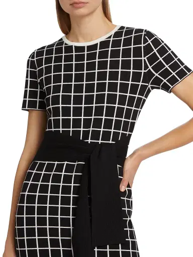 Toccin Women's Presley Windowpane Tie-Waist Minidress - Jet Optic Windowpane | Thumbnail 6 Toccin Women's Presley Windowpane Tie-Waist Minidress - Jet Optic Windowpane | Thumbnail 6