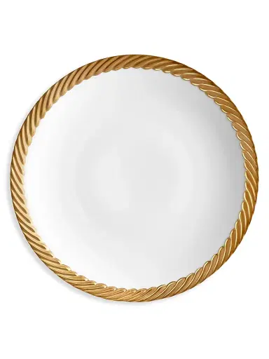 L'Objet Corde 24K Yellow Goldplated-Trim & Porcelain Dessert Plate | Thumbnail 1 L'Objet Corde 24K Yellow Goldplated-Trim & Porcelain Dessert Plate | Thumbnail 1