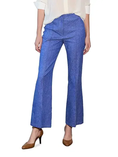 CALLAS MILANO Women's Lola Denim Stretch Crepe Cropped Flare Trousers | Thumbnail 2 CALLAS MILANO Women's Lola Denim Stretch Crepe Cropped Flare Trousers | Thumbnail 2