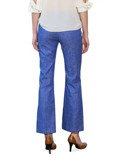 CALLAS MILANO Women's Lola Denim Stretch Crepe Cropped Flare Trousers | Thumbnail 3 CALLAS MILANO Women's Lola Denim Stretch Crepe Cropped Flare Trousers | Thumbnail 3