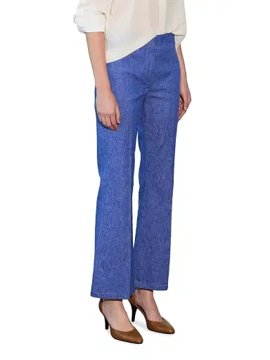 CALLAS MILANO Women's Lola Denim Stretch Crepe Cropped Flare Trousers | Thumbnail 4 CALLAS MILANO Women's Lola Denim Stretch Crepe Cropped Flare Trousers | Thumbnail 4