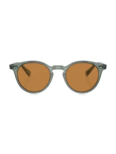 Oliver Peoples Men's Romare Phantos 50MM Round Sunglasses - Steel Blue Orange | Thumbnail 2 Oliver Peoples Men's Romare Phantos 50MM Round Sunglasses - Steel Blue Orange | Thumbnail 2