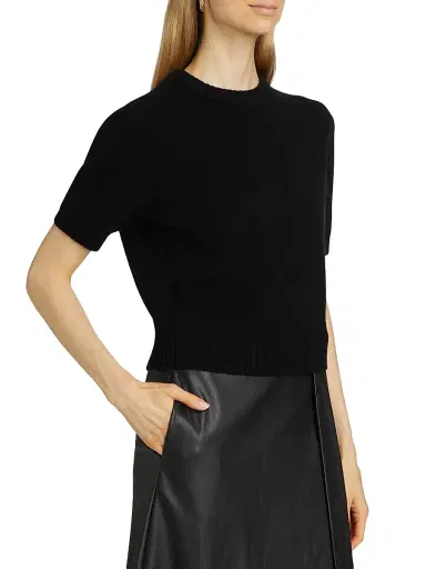 Toccin Women's Elsie Wool-Cashmere Short-Sleeve Sweater - Jet | Thumbnail 4 Toccin Women's Elsie Wool-Cashmere Short-Sleeve Sweater - Jet | Thumbnail 4