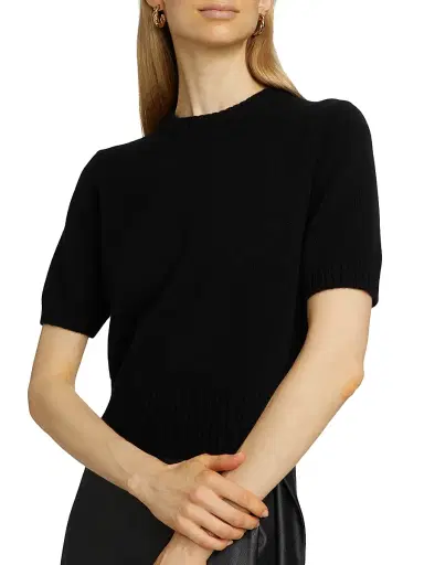 Toccin Women's Elsie Wool-Cashmere Short-Sleeve Sweater - Jet | Thumbnail 6 Toccin Women's Elsie Wool-Cashmere Short-Sleeve Sweater - Jet | Thumbnail 6