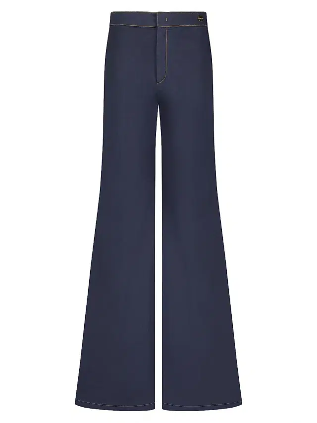 Women's Jane Cotton Stretch Flare Trousers - Navy Women's Jane Cotton Stretch Flare Trousers - Navy