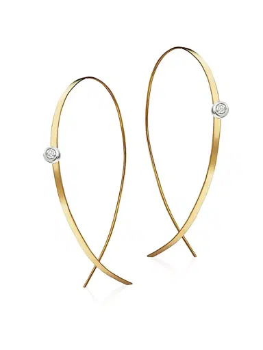 Lana Women's Upside Down Diamond & 14K Yellow Gold Flat Hoop Earrings/1" - Gold | Thumbnail 1 Lana Women's Upside Down Diamond & 14K Yellow Gold Flat Hoop Earrings/1" - Gold | Thumbnail 1