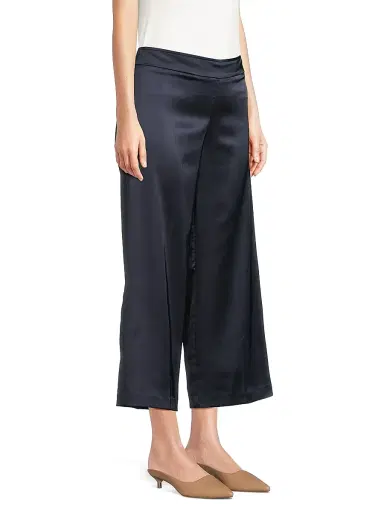 Avenue Montaigne Women's Alex Satin Wide-Leg Pants - Navy | Thumbnail 4 Avenue Montaigne Women's Alex Satin Wide-Leg Pants - Navy | Thumbnail 4