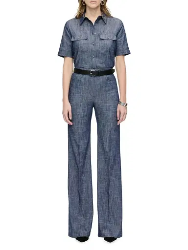 CALLAS MILANO Women's Vesper Stretch Denim Poplin Shirt - Navy - Size 14 | Thumbnail 2 CALLAS MILANO Women's Vesper Stretch Denim Poplin Shirt - Navy - Size 14 | Thumbnail 2