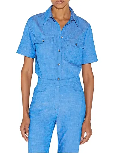 Callas Milano Women's Vesper Stretch Denim Poplin Shirt - Indigo | Thumbnail 2 Callas Milano Women's Vesper Stretch Denim Poplin Shirt - Indigo | Thumbnail 2
