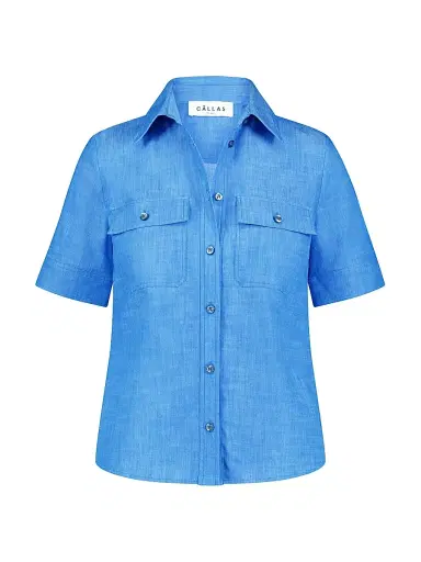Callas Milano Women's Vesper Stretch Denim Poplin Shirt - Indigo | Thumbnail 1 Callas Milano Women's Vesper Stretch Denim Poplin Shirt - Indigo | Thumbnail 1