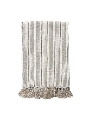Pom Pom at Home Newport Linen Blanket - Natural Midnight - Size Queen | Thumbnail 1 Pom Pom at Home Newport Linen Blanket - Natural Midnight - Size Queen | Thumbnail 1