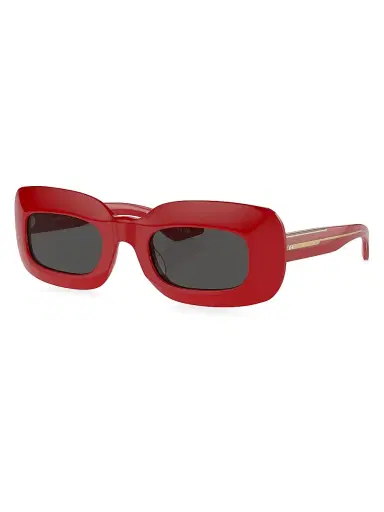 Khaite x Oliver Peoples Women's 49MM Rectangular Sunglasses - Cherry Red Dark Grey | Thumbnail 1 Khaite x Oliver Peoples Women's 49MM Rectangular Sunglasses - Cherry Red Dark Grey | Thumbnail 1