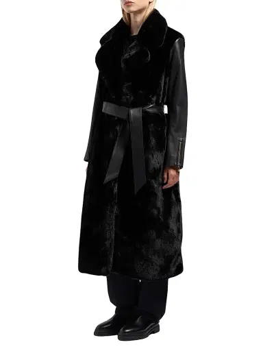 Moose Knuckles Women's Bunny Tolina Faux-Fur Trench Coat - Black Black | Thumbnail 4 Moose Knuckles Women's Bunny Tolina Faux-Fur Trench Coat - Black Black | Thumbnail 4