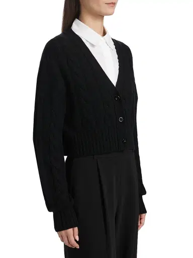 Toccin Women's Lucie Wool-Cashmere Cable-Knit Cardigan - Jet | Thumbnail 4 Toccin Women's Lucie Wool-Cashmere Cable-Knit Cardigan - Jet | Thumbnail 4