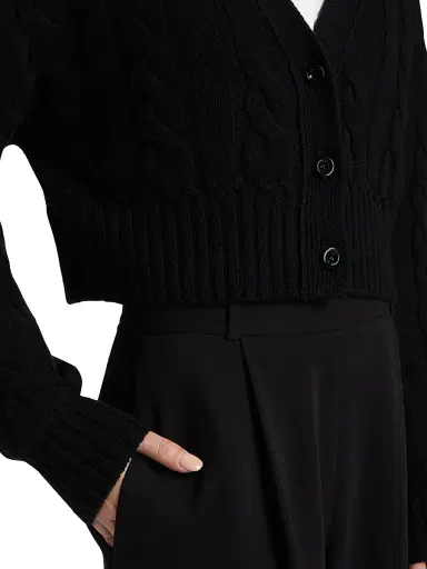 Toccin Women's Lucie Wool-Cashmere Cable-Knit Cardigan - Jet | Thumbnail 6 Toccin Women's Lucie Wool-Cashmere Cable-Knit Cardigan - Jet | Thumbnail 6
