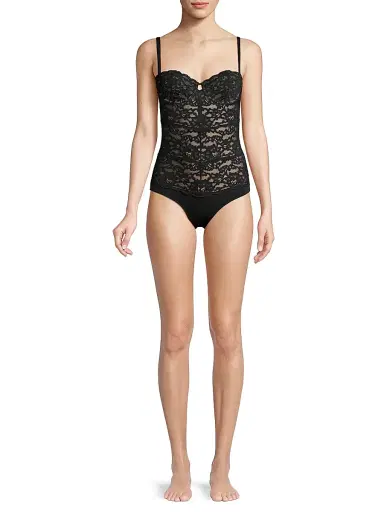 Fleur du Mal Women's Charlotte Lace Balconette Bodysuit - Black - Size Large | Thumbnail 2 Fleur du Mal Women's Charlotte Lace Balconette Bodysuit - Black - Size Large | Thumbnail 2
