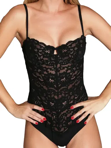 Fleur du Mal Women's Charlotte Lace Balconette Bodysuit - Black - Size Large | Thumbnail 3 Fleur du Mal Women's Charlotte Lace Balconette Bodysuit - Black - Size Large | Thumbnail 3