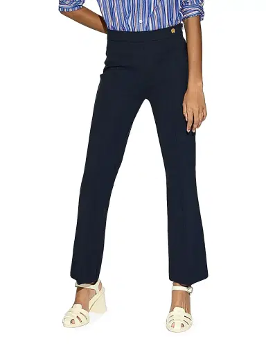 Callas Milano Women's Lola High Density Crepe Stretch Cropped Flare Trousers - Navy | Thumbnail 2 Callas Milano Women's Lola High Density Crepe Stretch Cropped Flare Trousers - Navy | Thumbnail 2