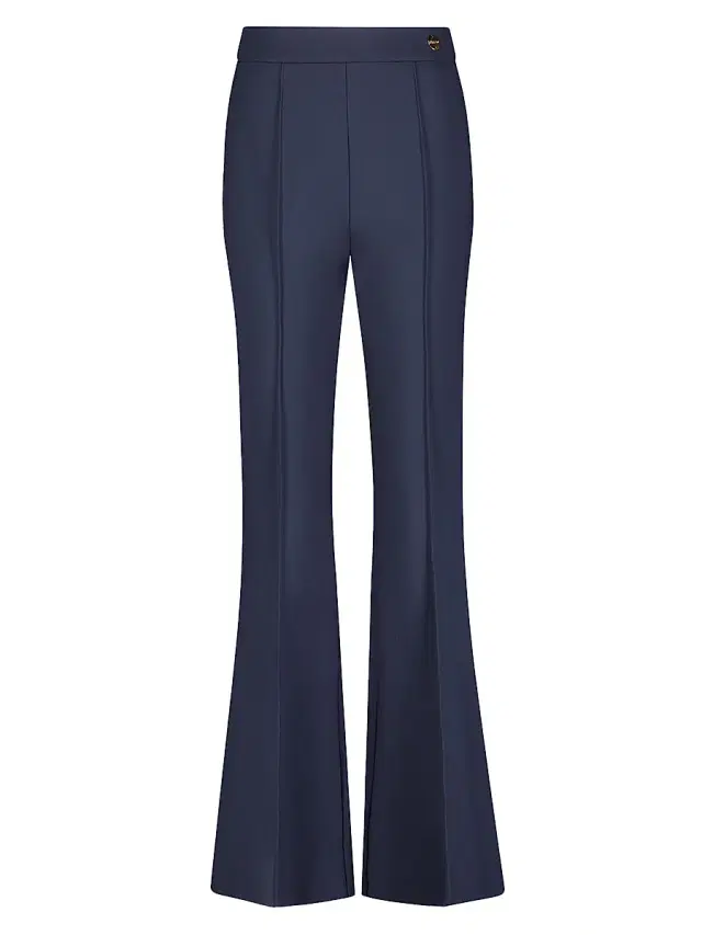 Women's Lola High Density Crepe Stretch Cropped Flare Trousers - Navy Women's Lola High Density Crepe Stretch Cropped Flare Trousers - Navy