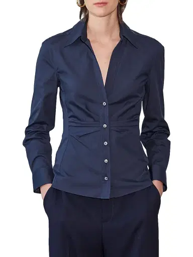 Callas Milano Women's Savil - Stretch Poplin Shirt - Navy | Thumbnail 2 Callas Milano Women's Savil - Stretch Poplin Shirt - Navy | Thumbnail 2