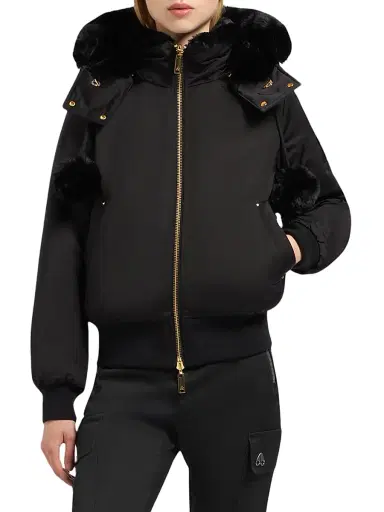 Moose Knuckles Women's Debbie Bunny Satin Bomber Jacket | Thumbnail 4 Moose Knuckles Women's Debbie Bunny Satin Bomber Jacket | Thumbnail 4