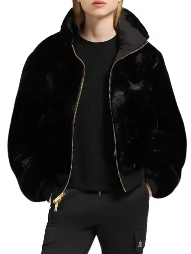 Moose Knuckles Women's Debbie Bunny Satin Bomber Jacket | Thumbnail 5 Moose Knuckles Women's Debbie Bunny Satin Bomber Jacket | Thumbnail 5