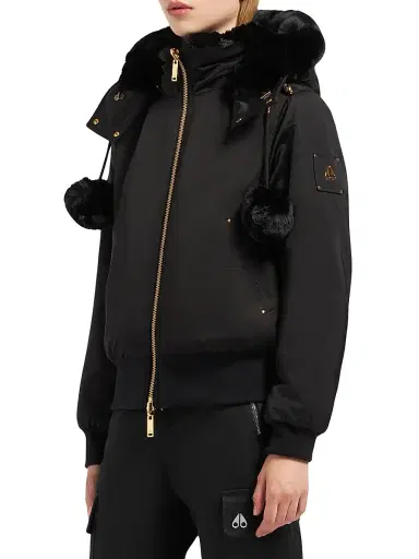 Moose Knuckles Women's Debbie Bunny Satin Bomber Jacket | Thumbnail 6 Moose Knuckles Women's Debbie Bunny Satin Bomber Jacket | Thumbnail 6