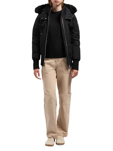 Moose Knuckles Women's Debbie Down Bomber Coat - Black Black | Thumbnail 2 Moose Knuckles Women's Debbie Down Bomber Coat - Black Black | Thumbnail 2