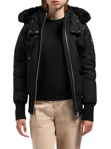 Moose Knuckles Women's Debbie Down Bomber Coat - Black Black | Thumbnail 4 Moose Knuckles Women's Debbie Down Bomber Coat - Black Black | Thumbnail 4