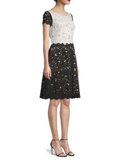 Shani Women's Laser-Cut Two-Tone Dress - Black White - Size 14 | Thumbnail 4 Shani Women's Laser-Cut Two-Tone Dress - Black White - Size 14 | Thumbnail 4