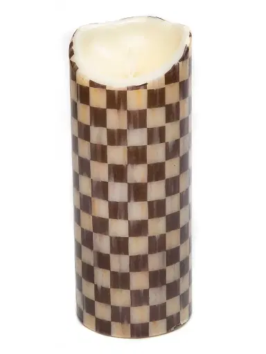 MacKenzie-Childs Courtly Check Flicker Faux Pillar Candle 6" | Thumbnail 3 MacKenzie-Childs Courtly Check Flicker Faux Pillar Candle 6" | Thumbnail 3