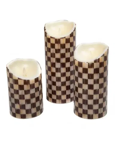 MacKenzie-Childs Courtly Check Flicker Faux Pillar Candle 6" | Thumbnail 4 MacKenzie-Childs Courtly Check Flicker Faux Pillar Candle 6" | Thumbnail 4