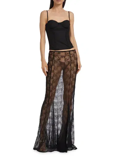 Kiki de Montparnasse Women's La Rose Lace Maxi Skirt - Black - Size Medium | Thumbnail 2 Kiki de Montparnasse Women's La Rose Lace Maxi Skirt - Black - Size Medium | Thumbnail 2