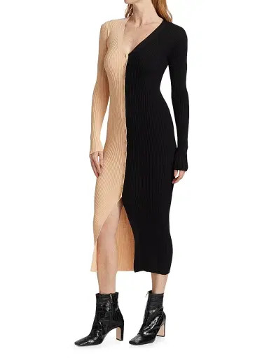 Staud Women's Shoko Colorblocked Midi-Dress - Buff Black | Thumbnail 4 Staud Women's Shoko Colorblocked Midi-Dress - Buff Black | Thumbnail 4