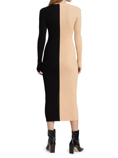 Staud Women's Shoko Colorblocked Midi-Dress - Buff Black | Thumbnail 5 Staud Women's Shoko Colorblocked Midi-Dress - Buff Black | Thumbnail 5