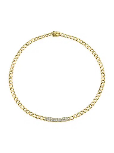 Sydney Evan Women's 14K Yellow Gold & Diamond ID Bar Link Necklace - Gold | Thumbnail 2 Sydney Evan Women's 14K Yellow Gold & Diamond ID Bar Link Necklace - Gold | Thumbnail 2