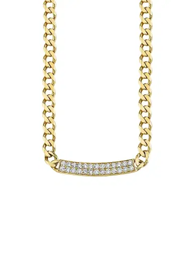 Sydney Evan Women's 14K Yellow Gold & Diamond ID Bar Link Necklace - Gold | Thumbnail 1 Sydney Evan Women's 14K Yellow Gold & Diamond ID Bar Link Necklace - Gold | Thumbnail 1