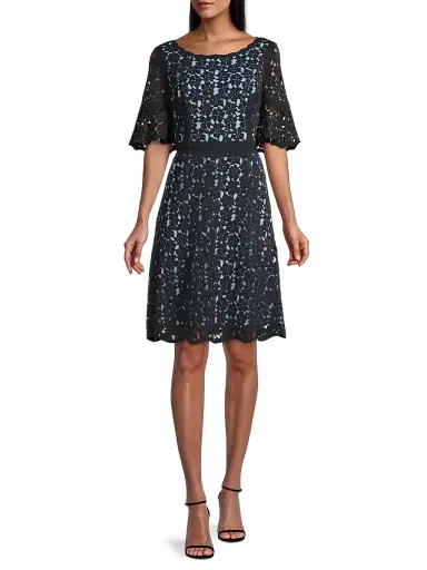 Shani Women's Crepe Fit-&-Flare Dress - Black Blue - Size 14 | Thumbnail 2 Shani Women's Crepe Fit-&-Flare Dress - Black Blue - Size 14 | Thumbnail 2