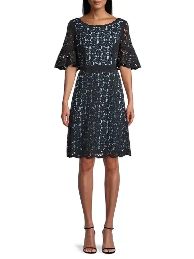 Shani Women's Crepe Fit-&-Flare Dress - Black Blue - Size 14 | Thumbnail 3 Shani Women's Crepe Fit-&-Flare Dress - Black Blue - Size 14 | Thumbnail 3