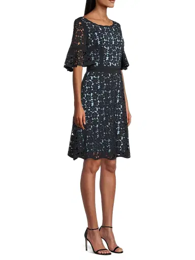 Shani Women's Crepe Fit-&-Flare Dress - Black Blue - Size 14 | Thumbnail 4 Shani Women's Crepe Fit-&-Flare Dress - Black Blue - Size 14 | Thumbnail 4