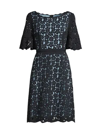 Shani Women's Crepe Fit-&-Flare Dress - Black Blue - Size 14 | Thumbnail 1 Shani Women's Crepe Fit-&-Flare Dress - Black Blue - Size 14 | Thumbnail 1