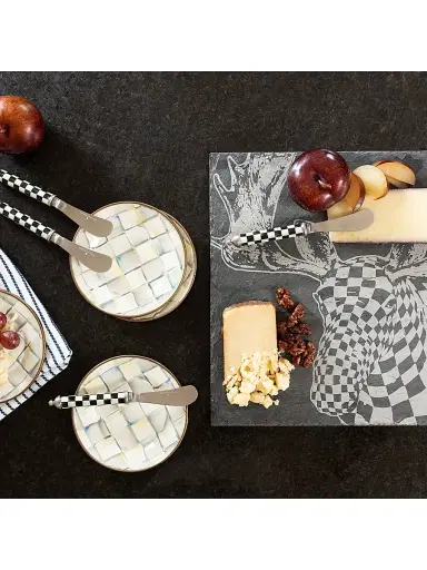 MacKenzie-Childs Sterling Check Enamel 4-Piece Appetizer Plate Set | Thumbnail 4 MacKenzie-Childs Sterling Check Enamel 4-Piece Appetizer Plate Set | Thumbnail 4