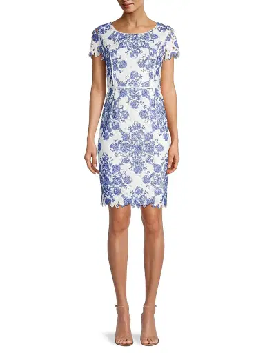 Shani Women's Etoile Lace Sheath Dress - Blue White - Size 16 | Thumbnail 3 Shani Women's Etoile Lace Sheath Dress - Blue White - Size 16 | Thumbnail 3