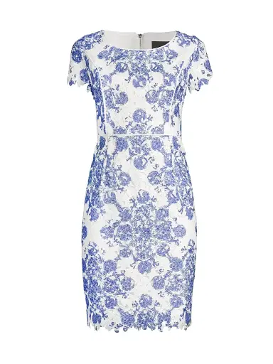 Shani Women's Etoile Lace Sheath Dress - Blue White - Size 16 | Thumbnail 1 Shani Women's Etoile Lace Sheath Dress - Blue White - Size 16 | Thumbnail 1